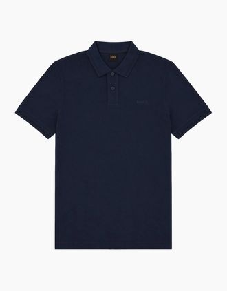 HUGO BOSS Mens Boss Pe Interlock Relaxed Fit Polo - Navy - Size: 42