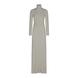 Coperni Kleedjes, Dames, Wit, S, Leg Cut-Out Rib Gown