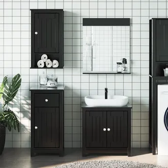 vidaXL Vidaxl Set Mobili Da Bagno 4 Pz Berg Nero In Legno Massello Di