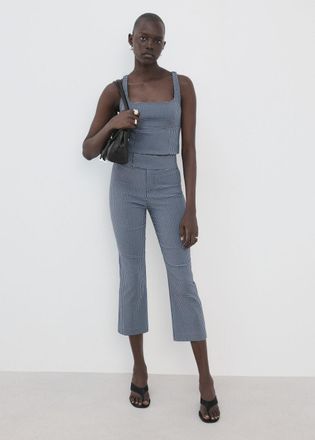 Mango Top quadri vichy blu - Donna - XXS - MANGO