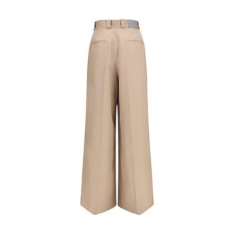 Balenciaga High-Waisted Cotton Twill Flared Trousers - Beige
