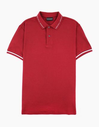 Emporio Armani Mens Emporio Armani Logo Collar S/s Polo Rosso - Red - Size: 44