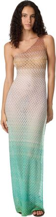 Missoni One-shoulder Dress In Lam&eacute; Viscose With D&eacute;grad&eacute; Spiderweb Motif in Green at Nordstrom, Size 42 It