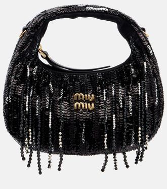 Miu Miu Borsa Wander Mini in raso con paillettes