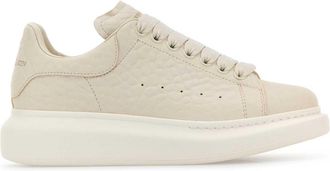 Alexander McQueen Ivory Leather Sneakers With Ivory Leather Heel