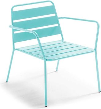 Oviala Silla de jardín baja en turquesa azul