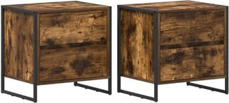 vidaXL Bedside Table 2 pcs Smoke Oak 50 x 39.5 x 50 cm Engineered Wood vidaXL