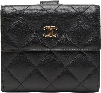 Chanel Black Grained Calfskin Wallet (Bi-Fold) (Pre-Owned)