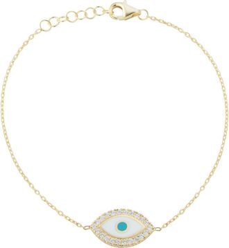 Sphera Milano 14K Gold Plated Sterling Silver & CZ Evil Eye Bracelet in Yellow Gold at Nordstrom Rack