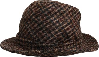 Dolce & Gabbana HAT10000 Checkered Wool Tweed Fedora - Brown