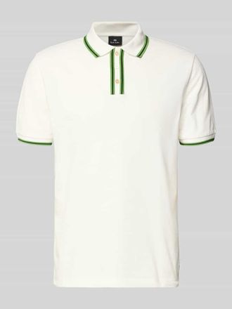 Paul Smith Regular Fit Poloshirt mit Kontraststreifen in Offwhite, Gr&ouml;&szlig;e XL