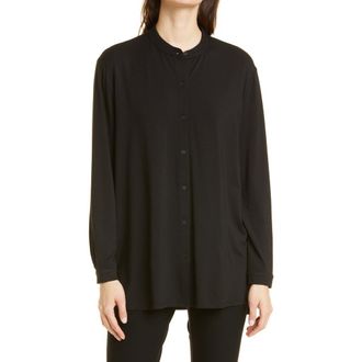 Eileen Fisher Button-Up Shirt in Black at Nordstrom, Size Small