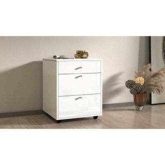 Dmora Cassettiera Yorgos, Cassettiera camera da letto, Settimino con 3 cassetti, 47x45h61 cm, Bianco, con imballo rinforzato - Dmora