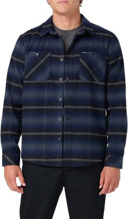 O'Neill Glacier Plaid Snap-Up Overshirt in Dark Slate at Nordstrom, Size Xx-Large
