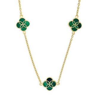 Jan Leslie Sterling With 18K Gold Overlay And Gemstones Triple Petal Station Necklace in Green at Nordstrom