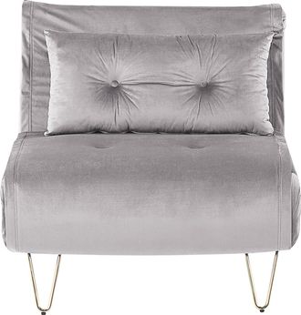 Beliani Beliani - Sof&aacute; Cama De Terciopelo Gris Claro Dorado 1 Plaza Sin Reposabrazos Coj&iacute;n Vestfold