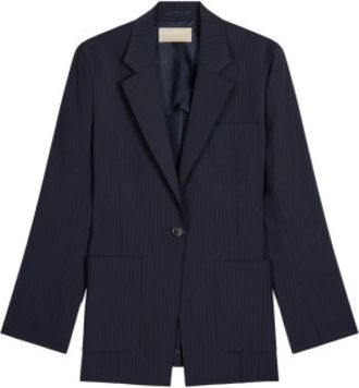 Vanessa Bruno Pinstripe wollen blazer - Dames - Jassen - Blauw - Maat: XS Wol