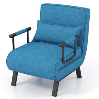 Costway Costway Convertible Single Folding Sofa Bed Sleep Chair w/ 6 Positions Adjustable Backrest in Blue
