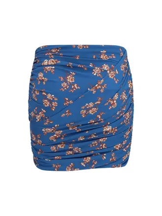 Magda Butrym Draped Floral-Print Skirt - Blue