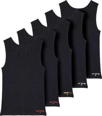 True Religion Ribbed Cotton Tank Top Pack of 5 in Black at Nordstrom, Size Xx-Large
