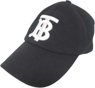 Burberry Pre-owned Accessories, male, Black, Size: ONE SIZE Pre-owned TB Logo Cotton Baseball Cap