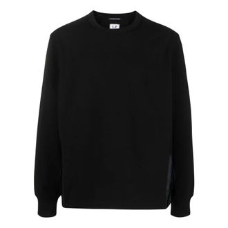 C.P. Company Sweatshirts, male, Black, Size: 2XL Cotton Blend Sweatshirt with Logo Print