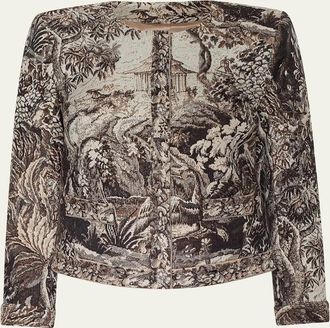L'agence Lian Collarless Tapestry Jacquard Jacket