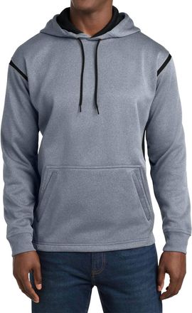 Sport-Tek Tech Fleece Colorblock Hooded Sweatshirt In Grey Heather/black
