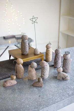 Kalalou Set Of Twelve River Rock Nativity Scene