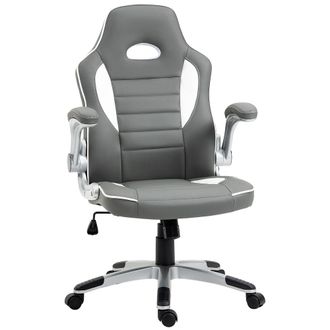 Vinsetto HOMCOM Gaming Chair PU Leather Office Chair Swivel Chair w/ Tilt Function Grey - Vinsetto | TJ Hughes