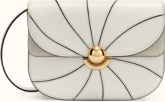 Furla Sfera Borsa A Tracolla S Panna Bianco Pelle Di Vitello Girandola Roma Liscia + Camoscio Donna