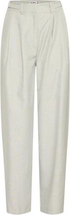 Ichi Barrel-leg broek London Fog Melange - Dames - Straight fit broeken - Beige - XL - Polyester - Broeken
