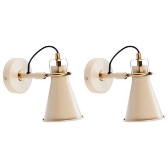 Beliani Conjunto De 2 Apliques De Metal Pantalla Ajustable Industrial Beige Moyola