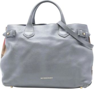 Burberry Pre-owned Handbags, female, Gray, Size: ONE SIZE Pre-owned Banner Satchel