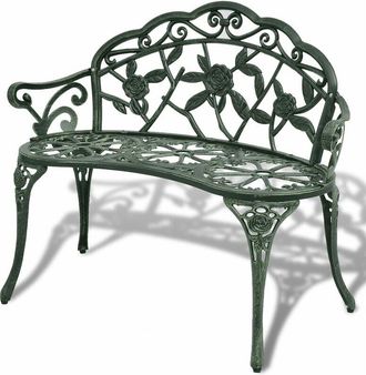 vidaXL Banco de jardín de aluminio fundido verde 100 cm Vidaxl