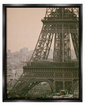 Stupell Industries Eiffel Tower Paris Skyline Framed Floater Canvas Wall Art By Carina Okula