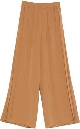 Max Mara Envers Satin Wijde Broek - Dames - Wijde Broeken - Bruin - M - Polyester - Broeken