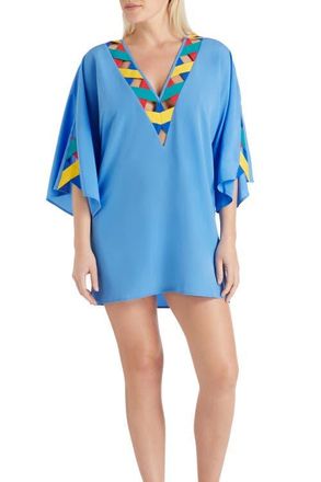 Valimare Mallorca Cross Bandage Cover-up Tunic Dress in Blue at Nordstrom, Size X-Large
