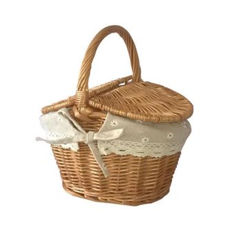 OEM Cesta De Picnic De Rat&aacute;n Tejido Con Tapa, Cesta De Almacenamiento, Cesta De Frutas, Estilo R&uacute;stico, Hecha A Mano