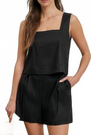 Favorite Daughter Abby Linen Top In Black
