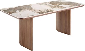 Angel Cerd&aacute; Mesa comedor rectangular m&aacute;rmol porcel&aacute;nico y nogal