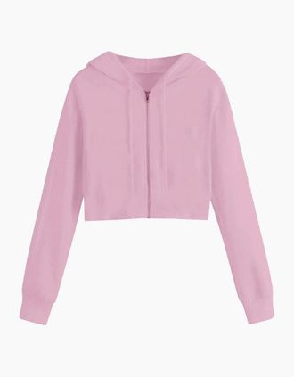 Miso Womens Cropped Hoodie - Pink - Size: 12
