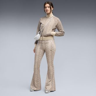 Puma Pantaloni svasati aderenti da donna con stampa pitonata, Abbigliamento, Beige, XL