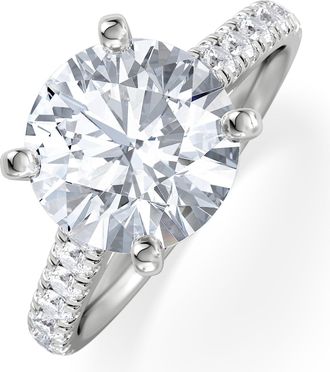 The Diamond Store Natalia 3.45ct Lab Diamond Round Cut Engagement Ring in 18K White Gold G/VS1