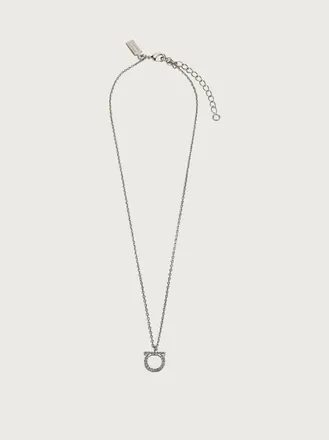 Ferragamo Women Gancini crystals necklace - L Silver