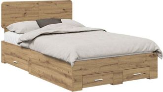 vidaXL Estructura De Cama Con Cabecera Roble Artesanal 135 X 190 Cm Vidaxl