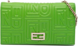 Fendi Pre-owned Fendi Nappa Logo Embossed Long Wallet On Chain Ladies 2289 8MO219 YMY 088