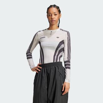 adidas Originals ADIDAS Originals Womens Atlanta Sublimation Print Long Sleeve Tee - White Polyamide - Size 2XS