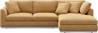 Castlery Hamilton Chaise Sectional Sofa Right Facing Customized, (Washed Chenille) Caramel, Machine Washable, Removable Covers for Sofas, Castlery