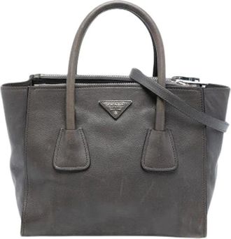 Prada Pre-owned Handbags, female, Gray, Size: ONE SIZE Pre-owned Twin Pocket Satchel